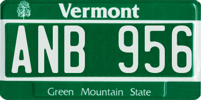 VT license plate ANB956