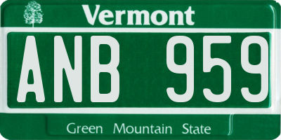 VT license plate ANB959