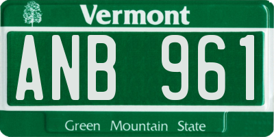 VT license plate ANB961