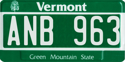 VT license plate ANB963