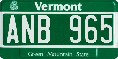 VT license plate ANB965