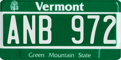 VT license plate ANB972