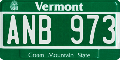 VT license plate ANB973