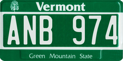 VT license plate ANB974
