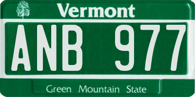 VT license plate ANB977