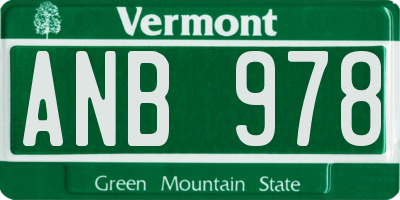 VT license plate ANB978