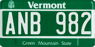 VT license plate ANB982