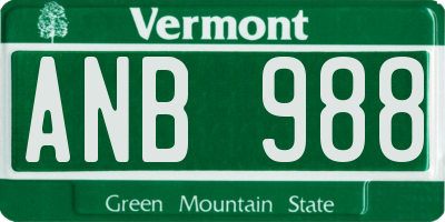 VT license plate ANB988