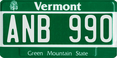 VT license plate ANB990