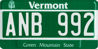 VT license plate ANB992