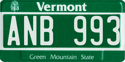 VT license plate ANB993