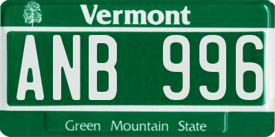 VT license plate ANB996