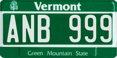 VT license plate ANB999