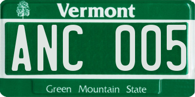 VT license plate ANC005
