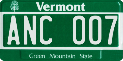 VT license plate ANC007