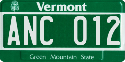 VT license plate ANC012