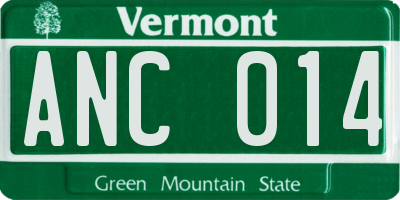 VT license plate ANC014
