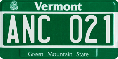 VT license plate ANC021