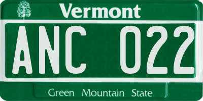 VT license plate ANC022