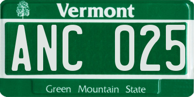 VT license plate ANC025