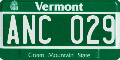 VT license plate ANC029