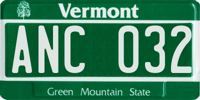 VT license plate ANC032