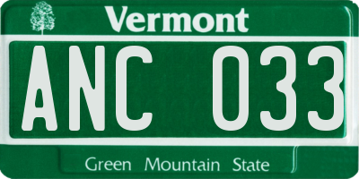 VT license plate ANC033