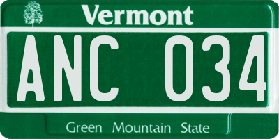 VT license plate ANC034