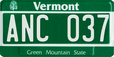 VT license plate ANC037