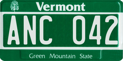 VT license plate ANC042