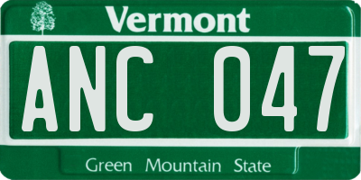 VT license plate ANC047