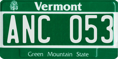VT license plate ANC053