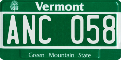 VT license plate ANC058