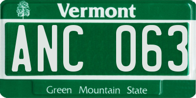 VT license plate ANC063