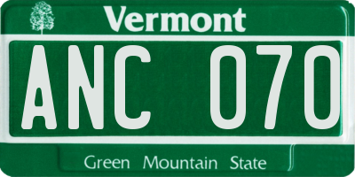 VT license plate ANC070