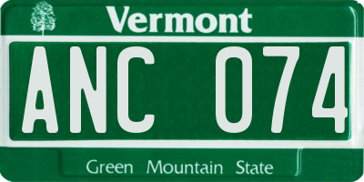 VT license plate ANC074