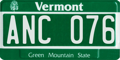 VT license plate ANC076