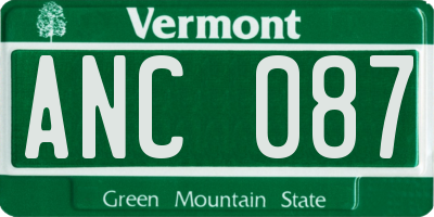 VT license plate ANC087