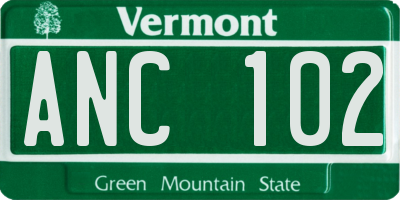 VT license plate ANC102