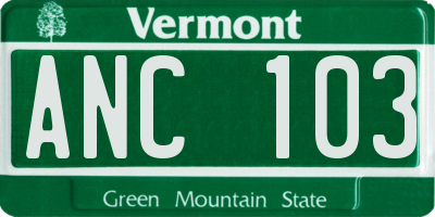 VT license plate ANC103