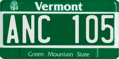 VT license plate ANC105