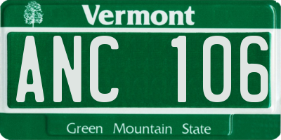 VT license plate ANC106