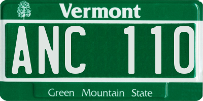 VT license plate ANC110