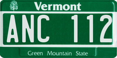 VT license plate ANC112