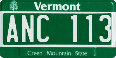 VT license plate ANC113
