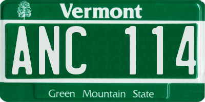 VT license plate ANC114