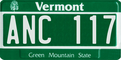 VT license plate ANC117