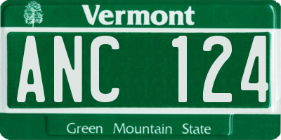 VT license plate ANC124