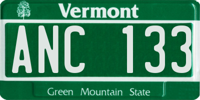 VT license plate ANC133