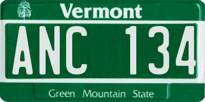 VT license plate ANC134